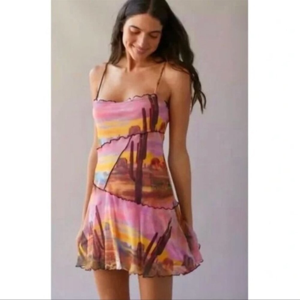 Urban Outfitters Mesh Cactus Mini Dress- Size XS